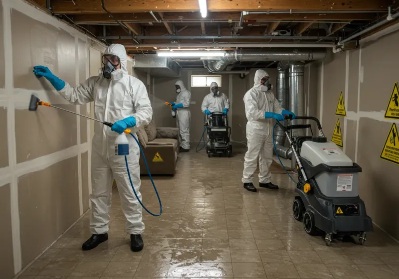 Basement Moisture Removal and Structural Drying process in Pine Mountain Club, CA